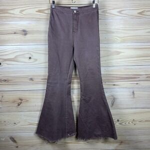 By Together Pants Women Medium Flare Purple Stretch Jeans Hippie Bohemian